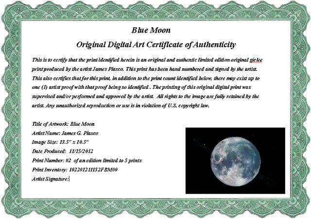 Sample Art Certificate of Authenticity