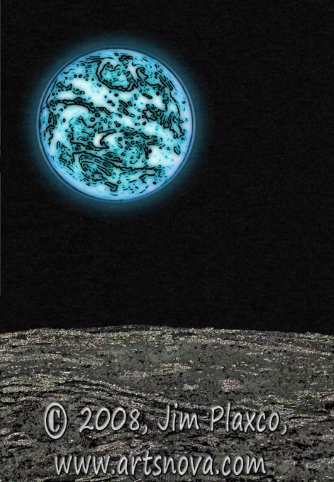 Gray Moon Blue Earth digital art